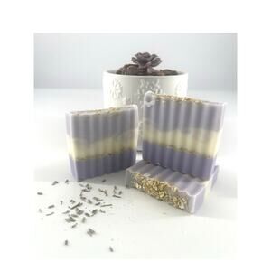 3x Goat Milk and Oatmeal Soap Bar Lavendar Vanilla Purple 3oz Face Body New